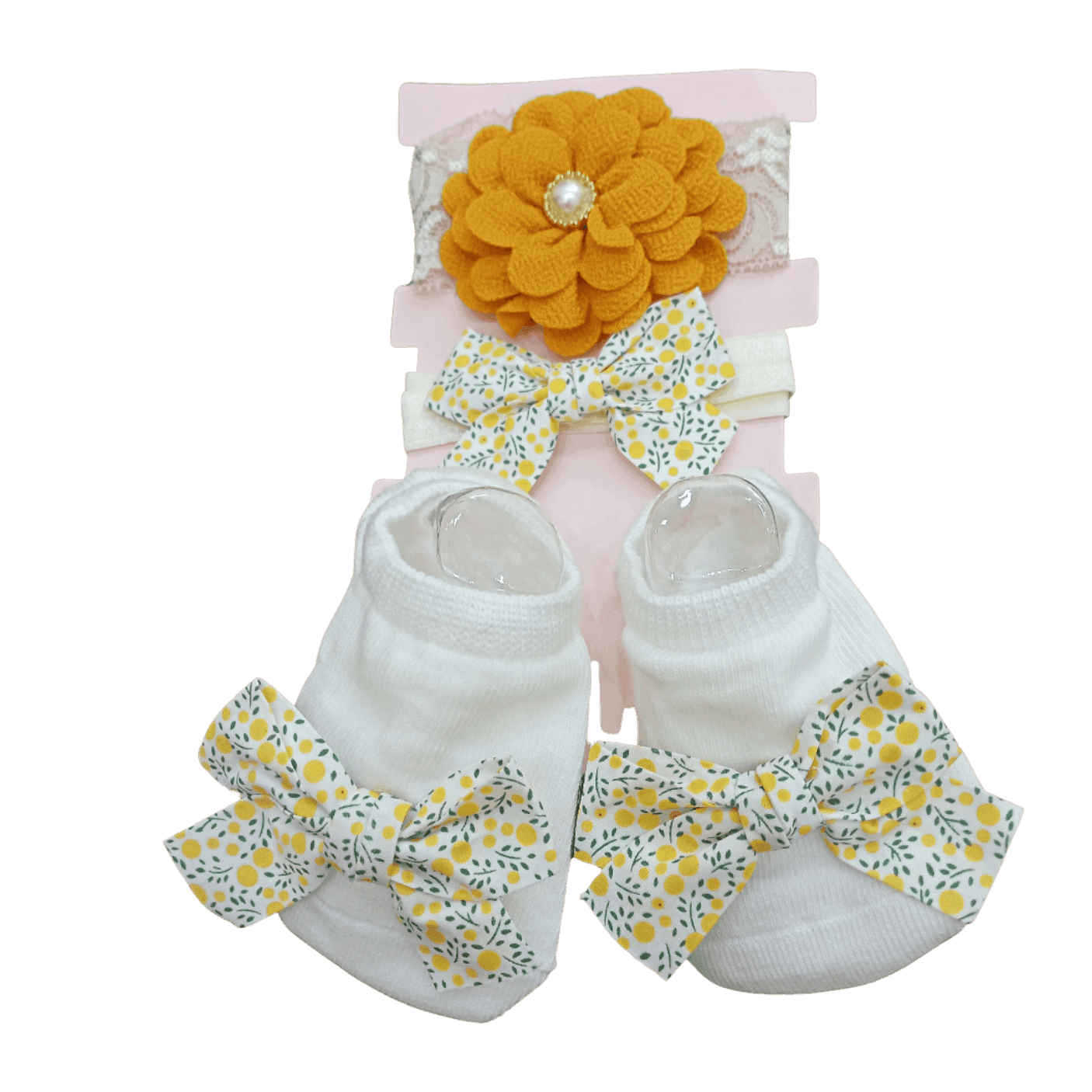 Mustard Flower Bow Set — Bow Set by Little Smiles Pakistan