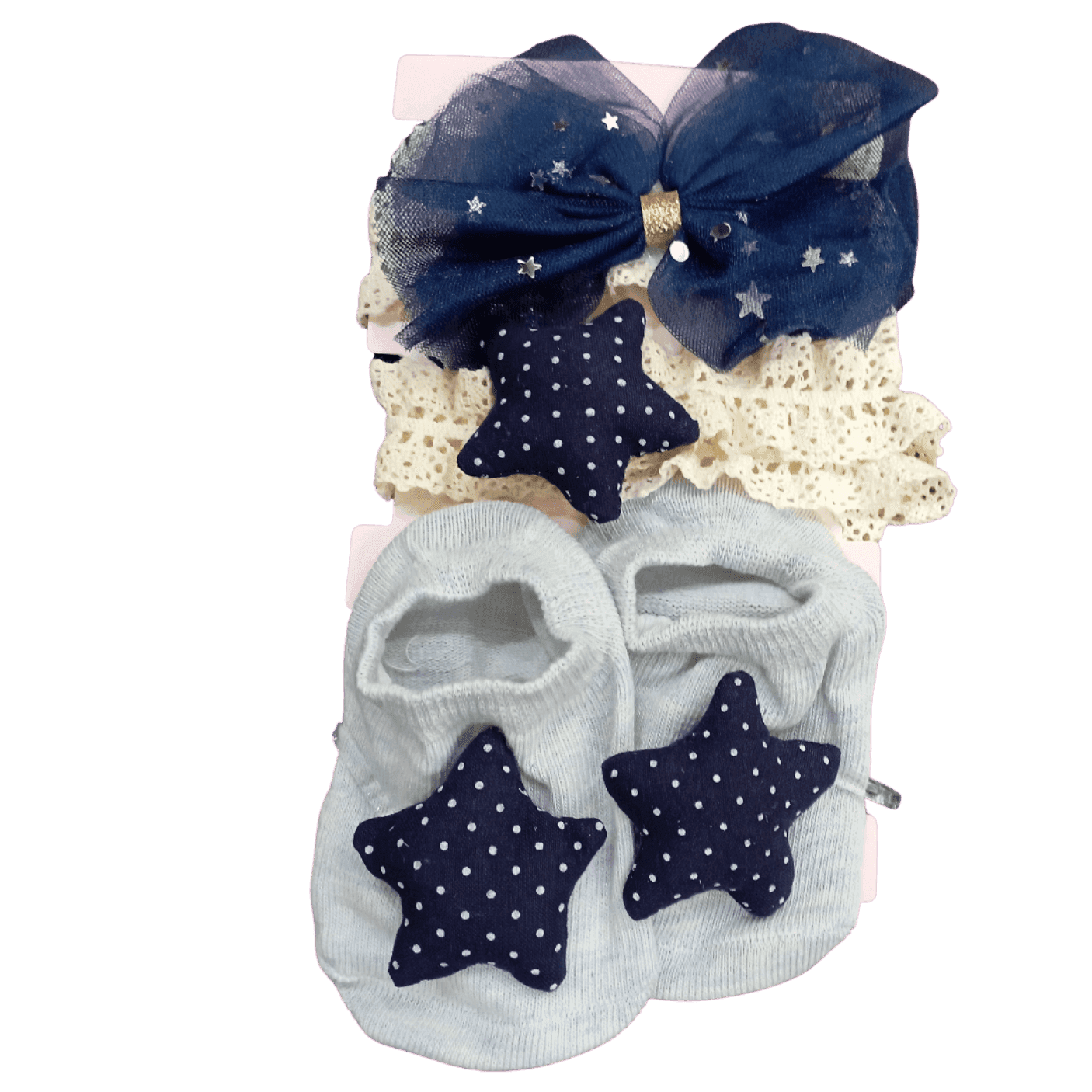 Navy Gray Star Bow Set by Little Smiles